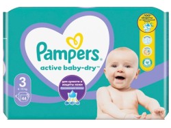 Подгузники 44 шт. Pampers актив беби драй 6-10 кг р. 3