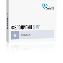 Фелодипин, таблетки с пролонгированным высвобождением покрытые пленочной оболочкой 5 мг 30 шт