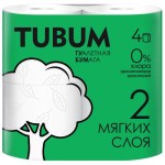 Туалетная бумага, Tubum (Тубум) 4 шт 2-слойная белая