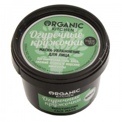 Маска для лица Organic Kitchen Огуречные кружочки увлажнение гель алоэ свежий огурец и морские минералы 100 мл