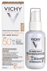 Флюид солнцезащитный для лица Vichy Капитал солей невесомый тонирующий против признаков фотостарения УФ Эйдж-дэйли SPF 50+ 40 мл