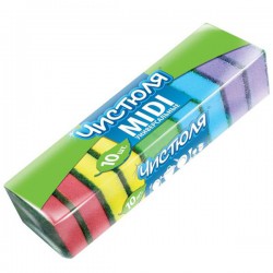 Губка для мытья посуды 10 шт. Чистюля Миди